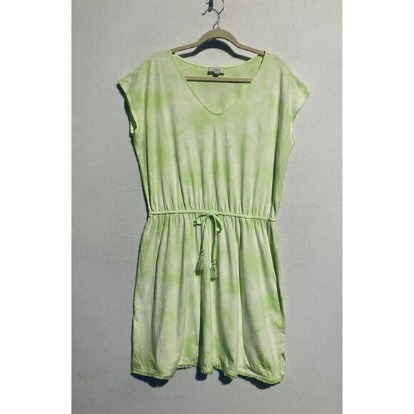 LOFT Dresses & Skirts - Loft Dress Womens Large Tie Dye V Neck Tassel Drawstring Waist Fringe Hem Boho